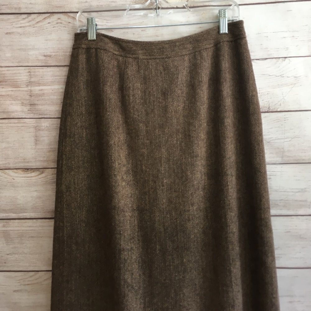Vintage  Chadwicks Brown Wool Maxi Skirt - Picture 2 of 5